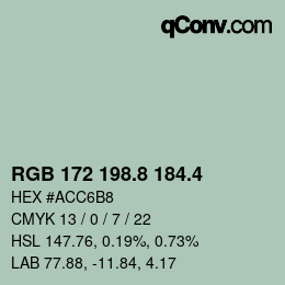 カラーコード: RGB 172 198.8 184.4 | qconv.com
