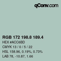 カラーコード: RGB 172 198.8 189.4 | qconv.com