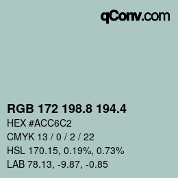 カラーコード: RGB 172 198.8 194.4 | qconv.com