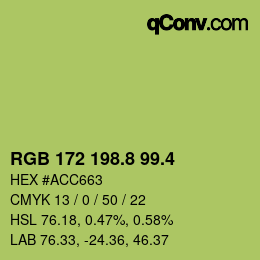 カラーコード: RGB 172 198.8 99.4 | qconv.com