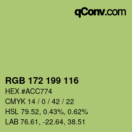 カラーコード: RGB 172 199 116 | qconv.com
