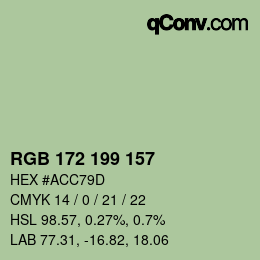 Color code: RGB 172 199 157 | qconv.com