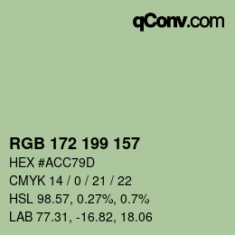 カラーコード: RGB 172 199 157 | qconv.com