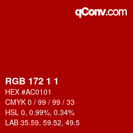 Color code: RGB 172 1 1 | qconv.com