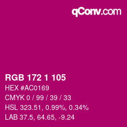 カラーコード: RGB 172 1 105 | qconv.com