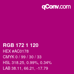 カラーコード: RGB 172 1 120 | qconv.com