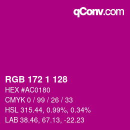颜色代码: RGB 172 1 128 | qconv.com