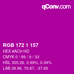 カラーコード: RGB 172 1 157 | qconv.com