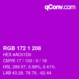 カラーコード: RGB 172 1 208 | qconv.com