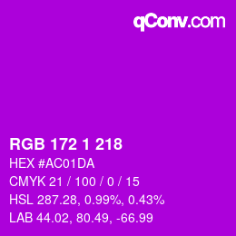 Color code: RGB 172 1 218 | qconv.com