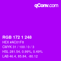 カラーコード: RGB 172 1 248 | qconv.com