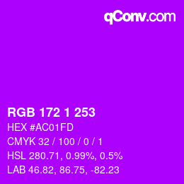 Color code: RGB 172 1 253 | qconv.com