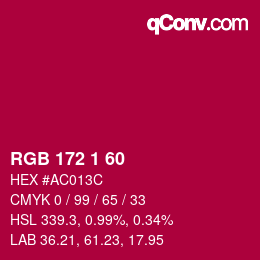 カラーコード: RGB 172 1 60 | qconv.com