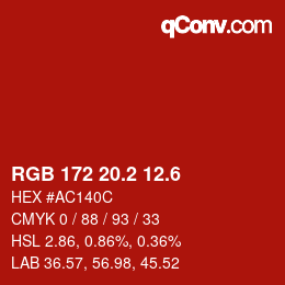 カラーコード: RGB 172 20.2 12.6 | qconv.com