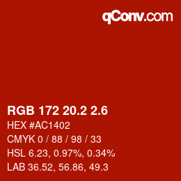 カラーコード: RGB 172 20.2 2.6 | qconv.com