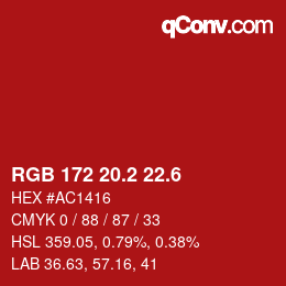 カラーコード: RGB 172 20.2 22.6 | qconv.com
