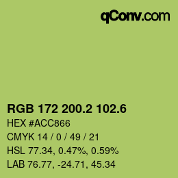 カラーコード: RGB 172 200.2 102.6 | qconv.com