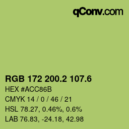カラーコード: RGB 172 200.2 107.6 | qconv.com