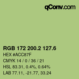 カラーコード: RGB 172 200.2 127.6 | qconv.com