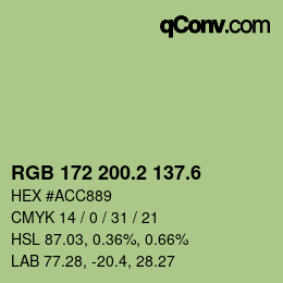 カラーコード: RGB 172 200.2 137.6 | qconv.com