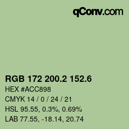 カラーコード: RGB 172 200.2 152.6 | qconv.com