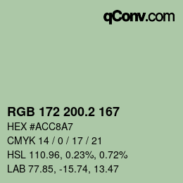 カラーコード: RGB 172 200.2 167 | qconv.com