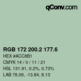 カラーコード: RGB 172 200.2 177.6 | qconv.com