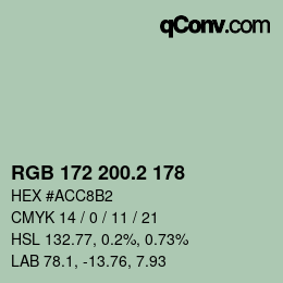 カラーコード: RGB 172 200.2 178 | qconv.com