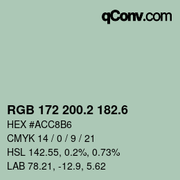 カラーコード: RGB 172 200.2 182.6 | qconv.com