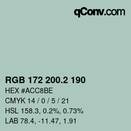 カラーコード: RGB 172 200.2 190 | qconv.com