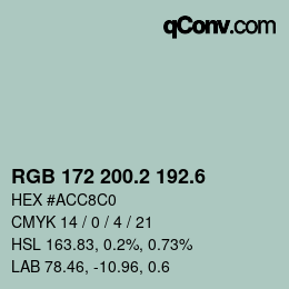 カラーコード: RGB 172 200.2 192.6 | qconv.com