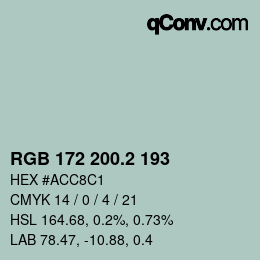 カラーコード: RGB 172 200.2 193 | qconv.com