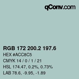 カラーコード: RGB 172 200.2 197.6 | qconv.com
