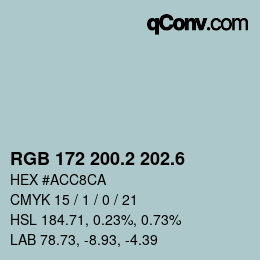 カラーコード: RGB 172 200.2 202.6 | qconv.com