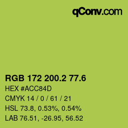 カラーコード: RGB 172 200.2 77.6 | qconv.com