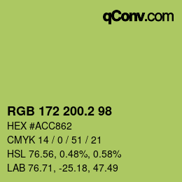 カラーコード: RGB 172 200.2 98 | qconv.com