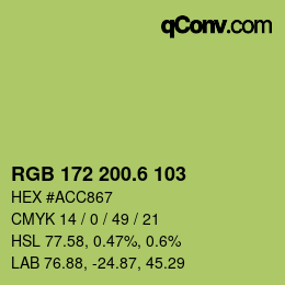 カラーコード: RGB 172 200.6 103 | qconv.com