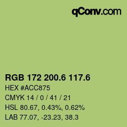 カラーコード: RGB 172 200.6 117.6 | qconv.com