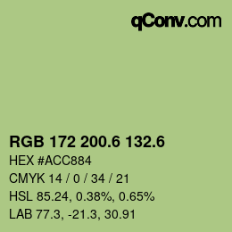 カラーコード: RGB 172 200.6 132.6 | qconv.com