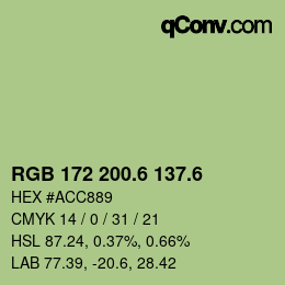カラーコード: RGB 172 200.6 137.6 | qconv.com