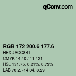 カラーコード: RGB 172 200.6 177.6 | qconv.com