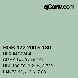 カラーコード: RGB 172 200.6 180 | qconv.com