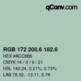 カラーコード: RGB 172 200.6 182.6 | qconv.com