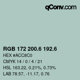 カラーコード: RGB 172 200.6 192.6 | qconv.com