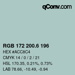 カラーコード: RGB 172 200.6 196 | qconv.com