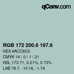 カラーコード: RGB 172 200.6 197.6 | qconv.com