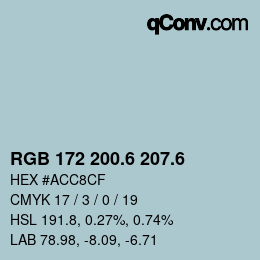 カラーコード: RGB 172 200.6 207.6 | qconv.com