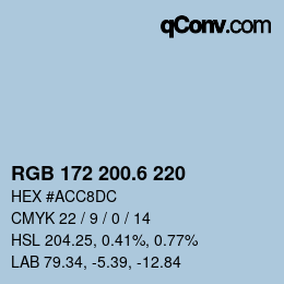 カラーコード: RGB 172 200.6 220 | qconv.com