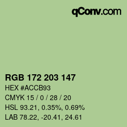 Código de color: RGB 172 203 147 | qconv.com
