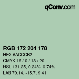 カラーコード: RGB 172 204 178 | qconv.com